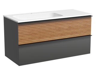 Подвесная тумба под раковину Sancos Delta DL100LGR левая 100см дуб красный/графит